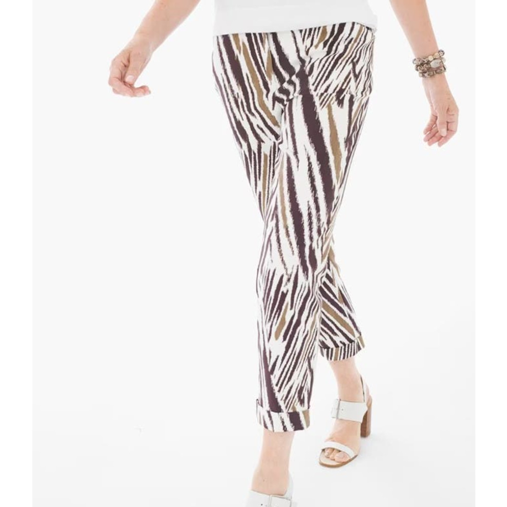 EUC *SO SLIMMING by Chico's* Women's Casual Serene Zebra Crop Pants 0.5 Small 6
